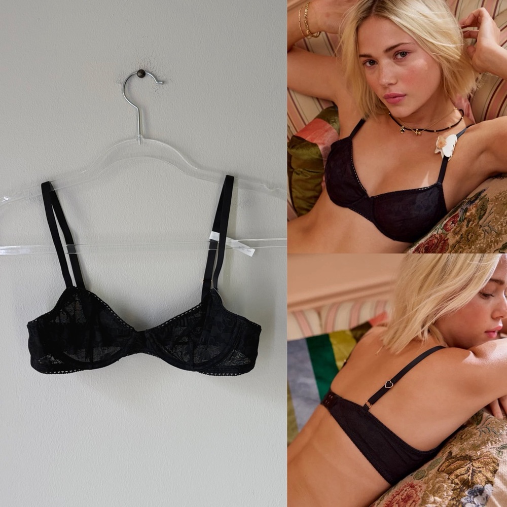 Aerie 32A Show Off Heart Mesh Unlined Demi Bra